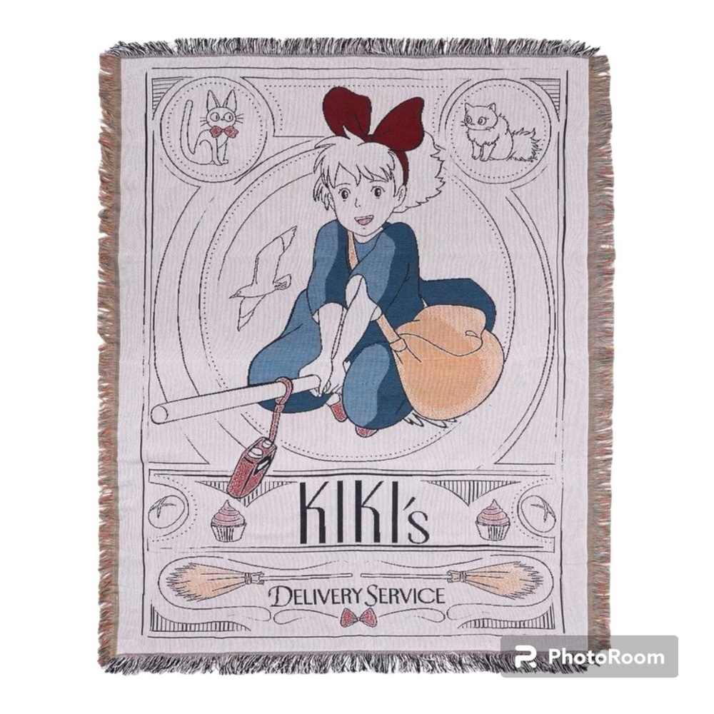 Studio Ghibli Kiki's Delivery Service Outline Icons Tapestry Throw